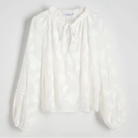 Zara White Sheer Floral Blouse - Picture 6 of 6